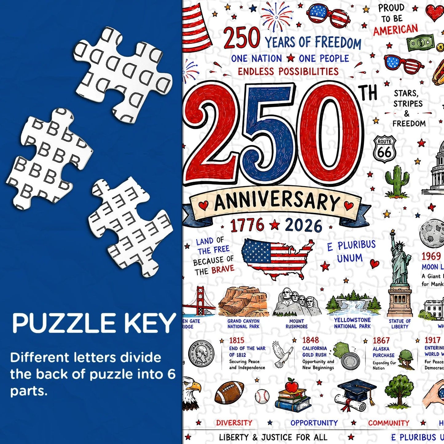 ⭐🗽 Patriotic America Jigsaw Puzzle 1000 Pieces 🎁 Buy 2 Free Shipping