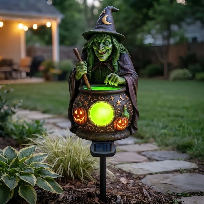 🔥Halloween Solar Witch Cauldron Garden Stake Light