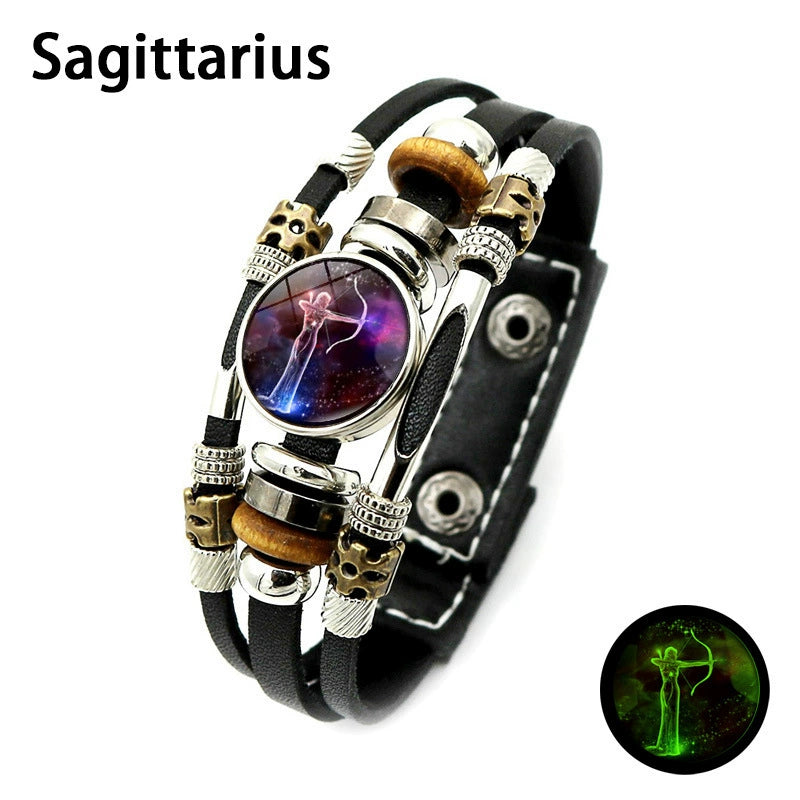 ๐ Wear Your Destiny: The 12 Zodiac Leather Bracelet ๐