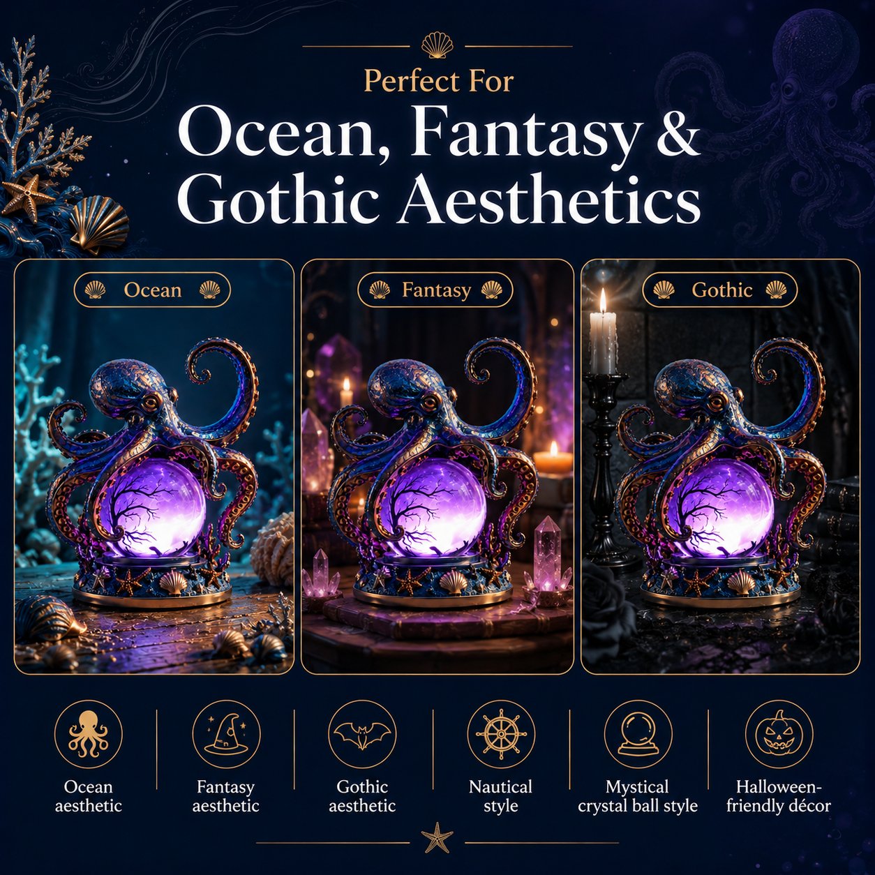 đ Deep Sea Octopus Crystal Ball Lamp