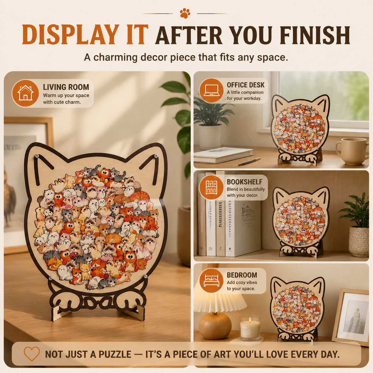 🐱 Cat Wooden Puzzle Decor – Relaxing Puzzle Gift For Cat Lovers