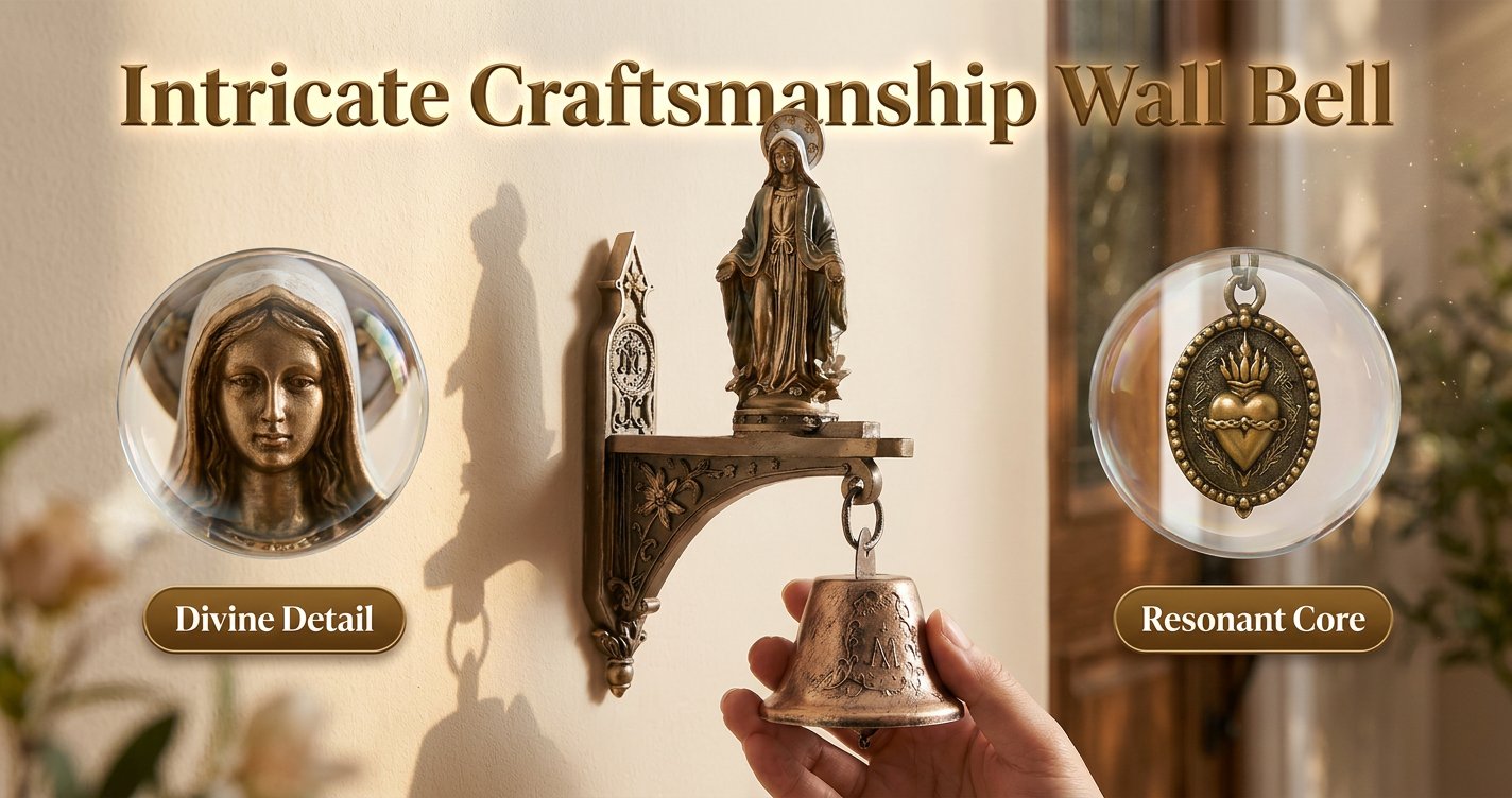 ✨ Our Lady of Grace Bronze Miraculous Medal Wall Bell | 🙏 Catholic Religious Home & Garden Decor