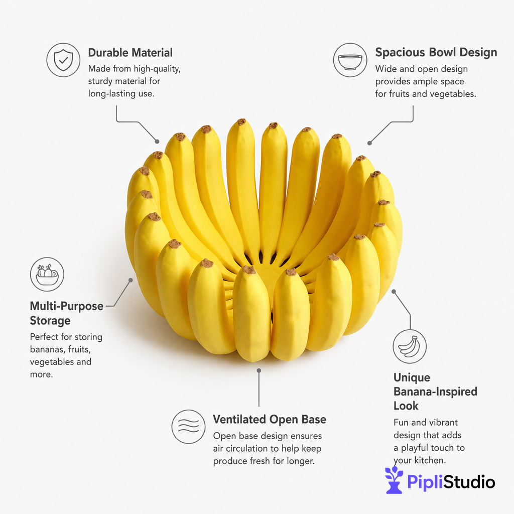 Banana Bowl – Fruit, Vegetable Storage Container & Organizer