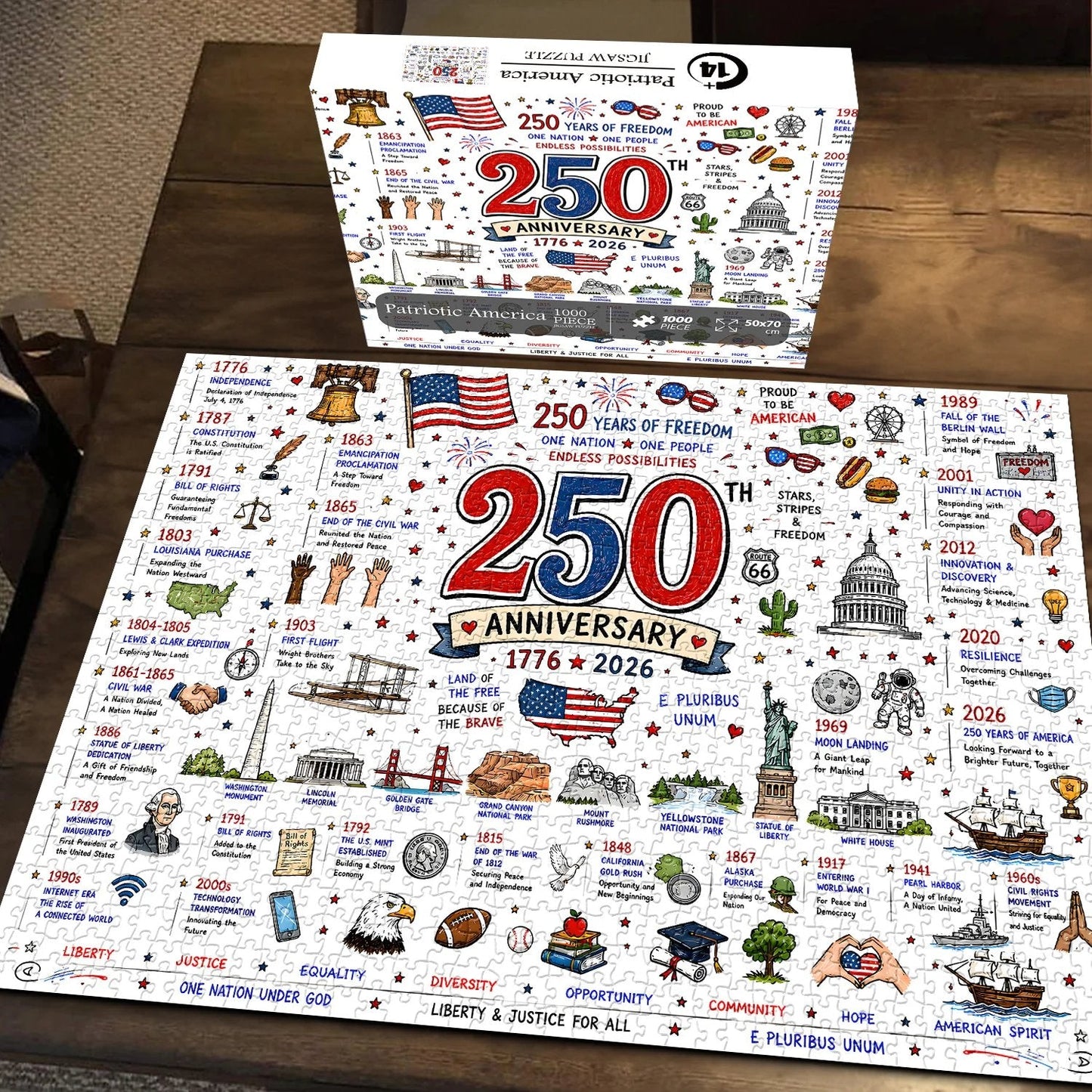⭐🗽 Patriotic America Jigsaw Puzzle 1000 Pieces 🎁 Buy 2 Free Shipping