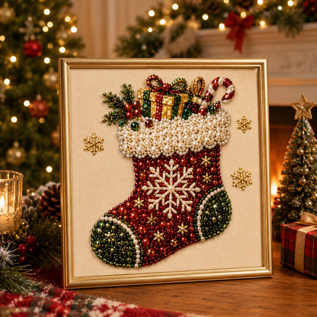 🧘Relaxing & Beginner-Friendly-💎DIY Christmas 3D Pearl Diamond Painting Art Kit With Frame
