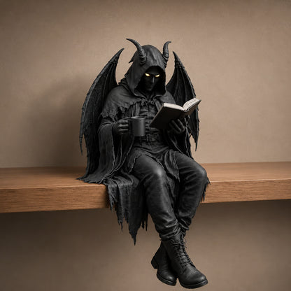 🔥LAST DAY 60% OFF - 💀🖤 Gothic Reading Guardians – Skeleton & Demon Shelf Sitter Figurines🔥