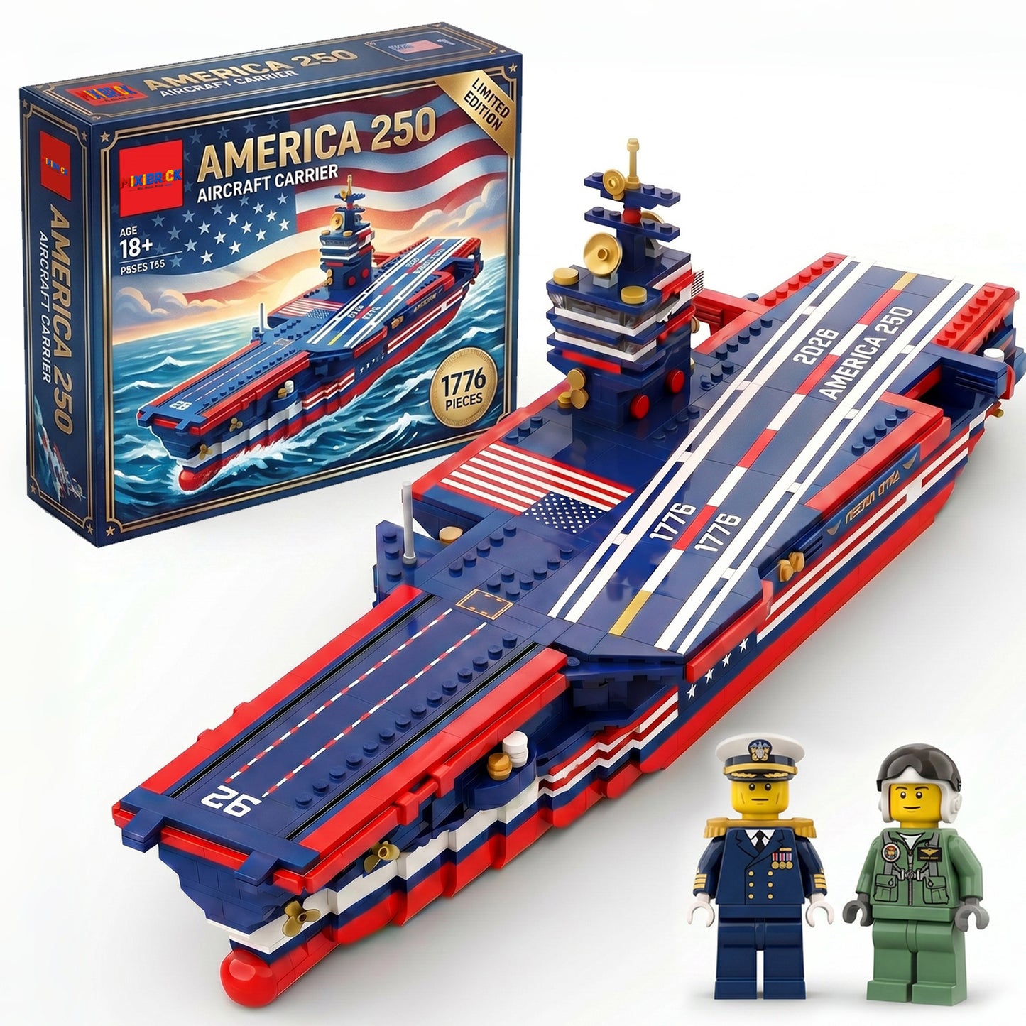 America 250 Tribute Aircraft Carrier Brick Set