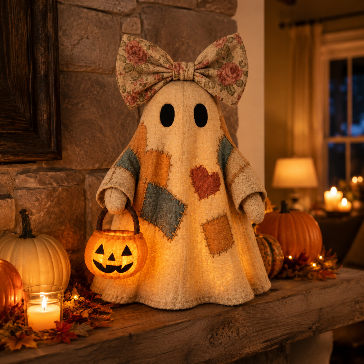 🎃 LIMITED-TIME OFFER – Vintage Patchwork Glowing Ghost Decor ✨