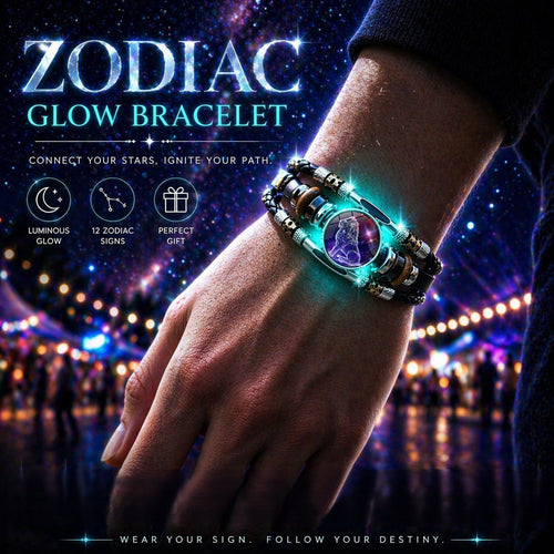 💥 Zodiac Guardian | Glow-in-the-Dark Leather Bracelet