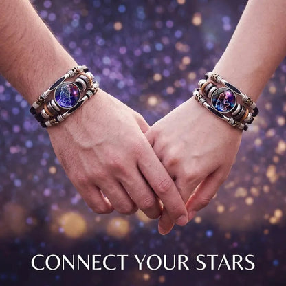 💥 Zodiac Guardian | Glow-in-the-Dark Leather Bracelet