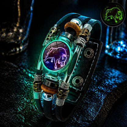💥 Zodiac Guardian | Glow-in-the-Dark Leather Bracelet