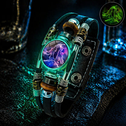 💥 Zodiac Guardian | Glow-in-the-Dark Leather Bracelet