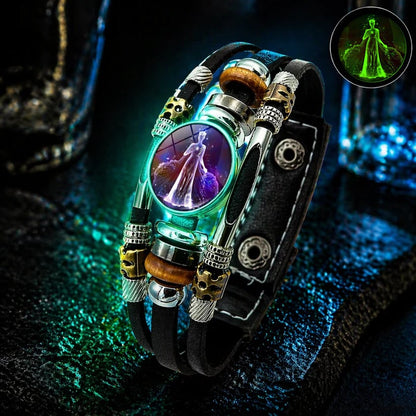 💥 Zodiac Guardian | Glow-in-the-Dark Leather Bracelet