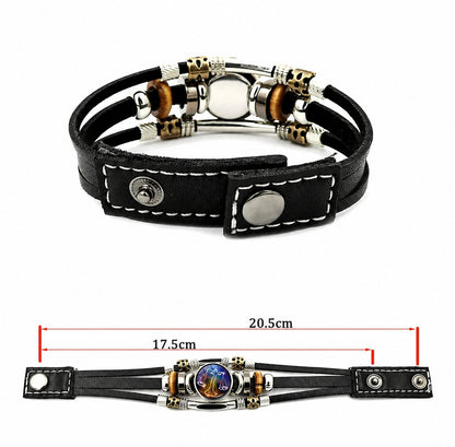 💥 Zodiac Guardian | Glow-in-the-Dark Leather Bracelet