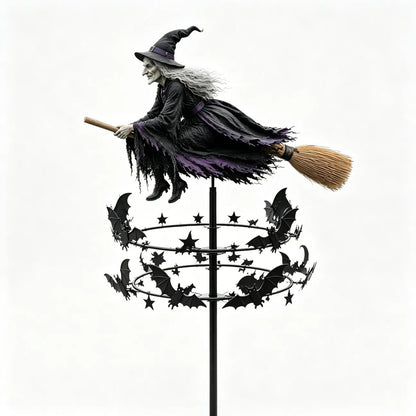 🧙‍♀️ Enchanted Witch Garden Wind Spinner – Where Witches Fly and Bats Dance