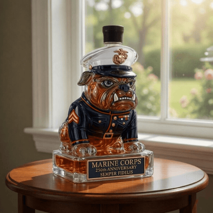 👑 Marine Corps The 250th Anniversary Devil Dog Whiskey Bottle
