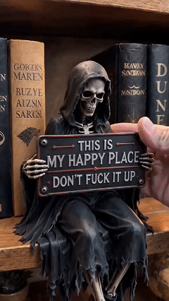 🔥LAST DAY 60% OFF - 💀🖤 Gothic Reading Guardians – Skeleton & Demon Shelf Sitter Figurines🔥