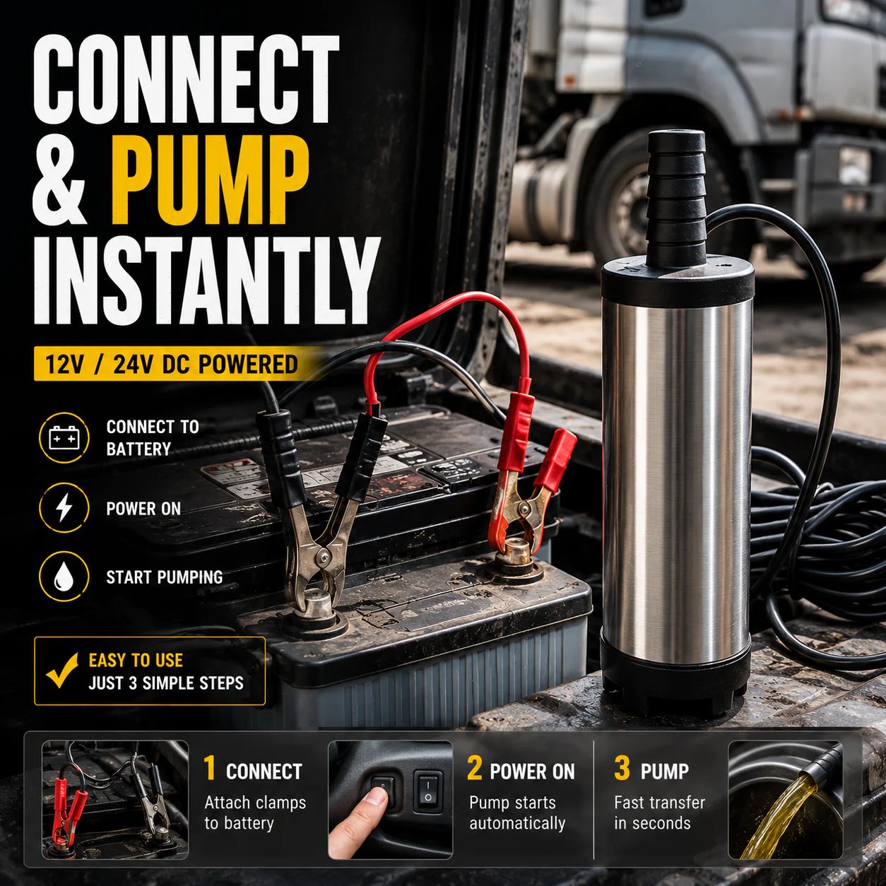 🔥Father's Day Sale 49% OFF🚜 DC 12V/24V Portable Submersible Fuel Transfer Pump
