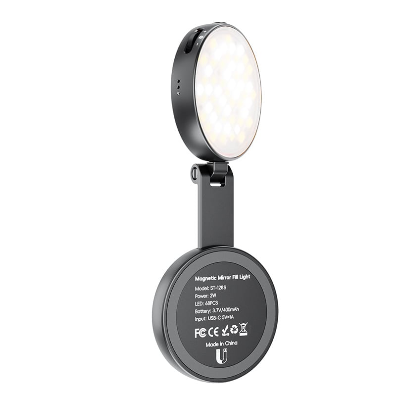 Magnetic Selfie Light for Phone with 5 CCT Settings and Mirror