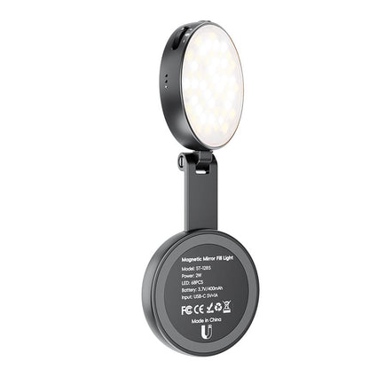 Magnetic Selfie Light for Phone with 5 CCT Settings and Mirror
