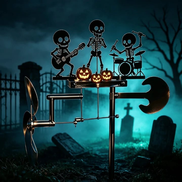 🎃Halloween Skeleton Metal Drummer Kinetic Wind Spinner