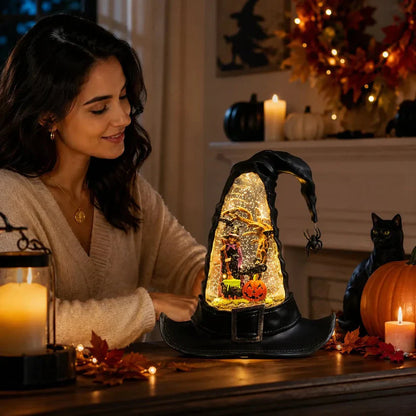 Witches Hat Lighted Water Lantern With Swirling Glitter - 4500755  - USB Included New