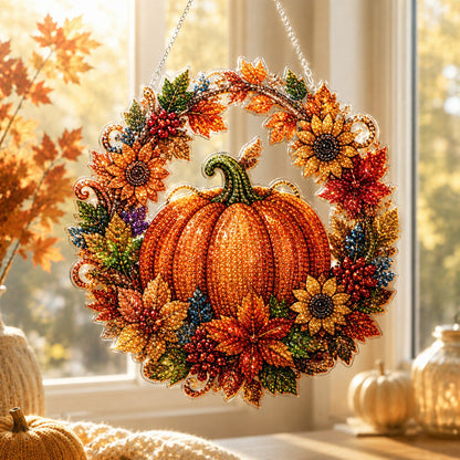 🔥Last Day 50% OFF - 🍂✨Autumn Harvest Pumpkin Diamond Art Hanging Ornament Kit