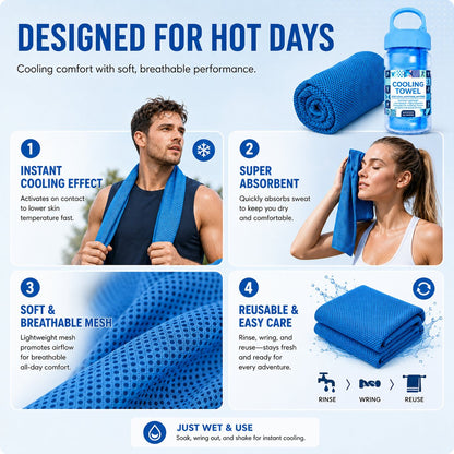 🔥Today's Event ⏰BUY 1 Get 1 FREE-🏃❄️Cold Sweat Towel You Can Use Anywhere, Anytime! Reusable Soft Absorbent Cooling Portable