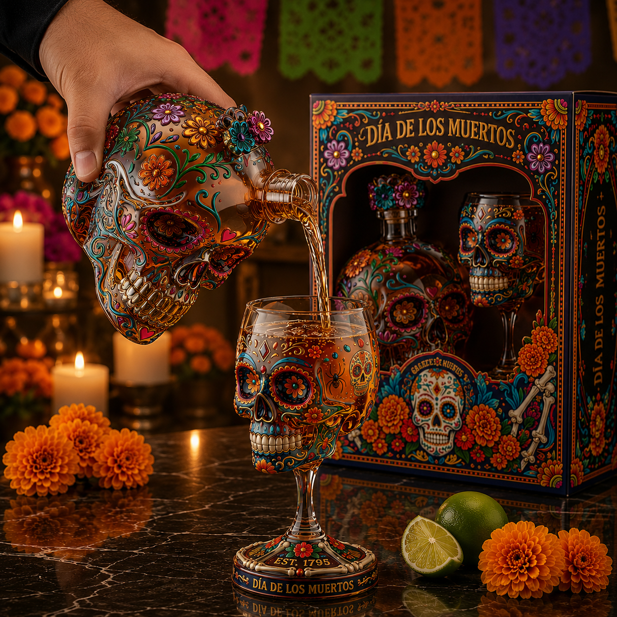 💀 Day of the Dead Skull Decanter Set™ – FREE Matching Goblet While Supplies Last