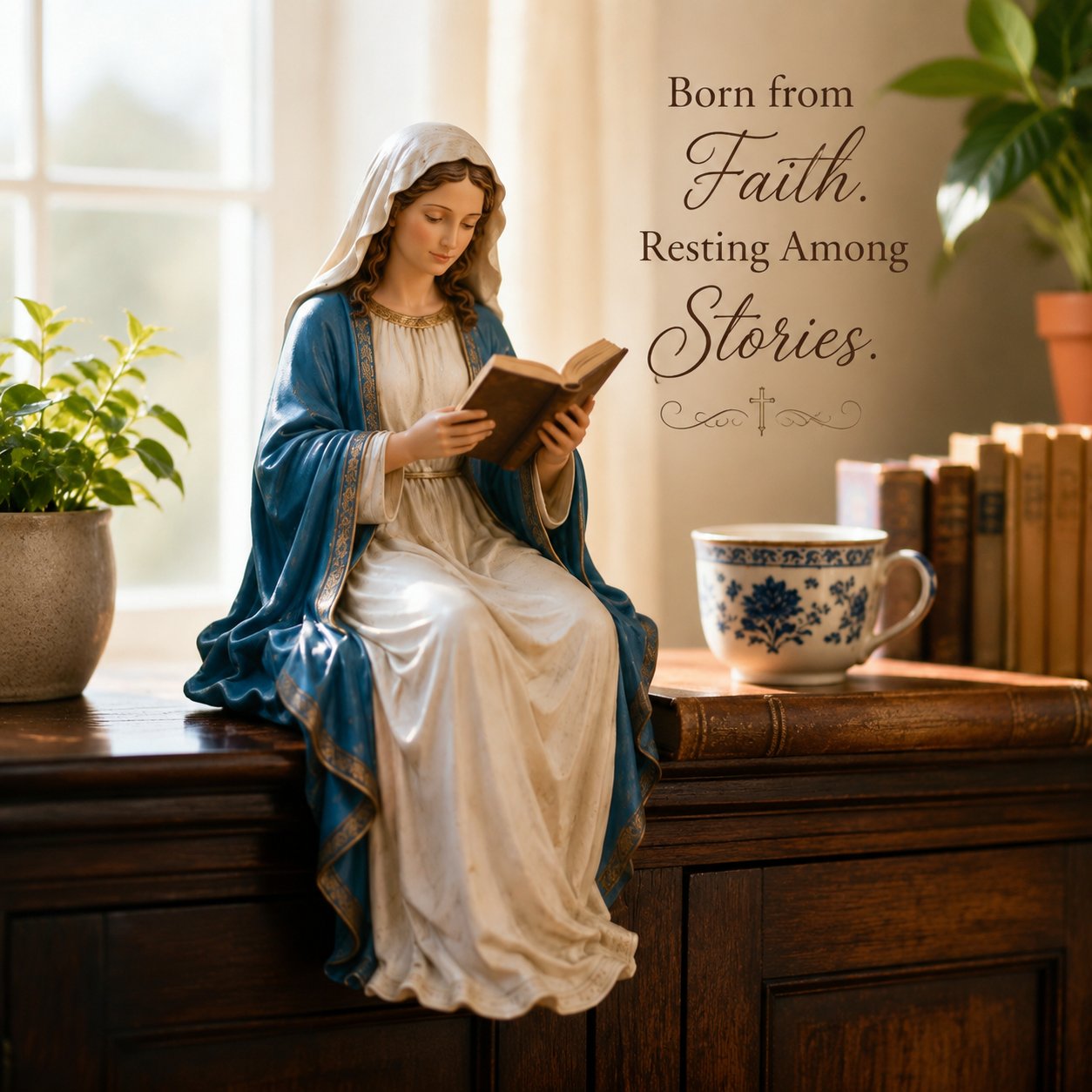 🔥📚🕊️ Bring Divine Peace to Your Library. Virgin Mary Reading Figure