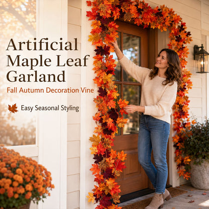 🍁 50% OFF Limited Time – Artificial Maple Leaf Garland | Instant Fall Home Decor for Cozy Autumn & Thanksgiving