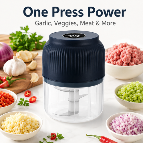 🔥 60K+ Sold | ✨ Mini Electric Food Chopper – One-Press Garlic & Veggie Prep 🍳🥕🧄