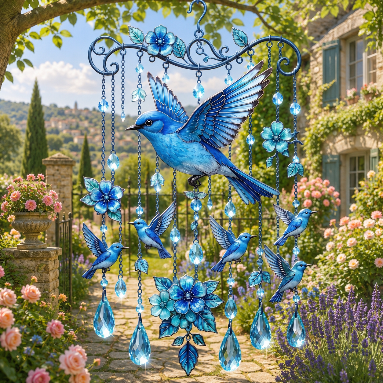 "Bluebird of Happiness" Artisan Suncatcher & Wind Chime