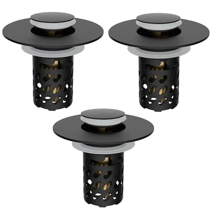 ✨ Upgraded 3-in-1 Pop Up Universal Bathroom Sink Drain Stopper - drain stopper + hair catcher + anti-clog filter