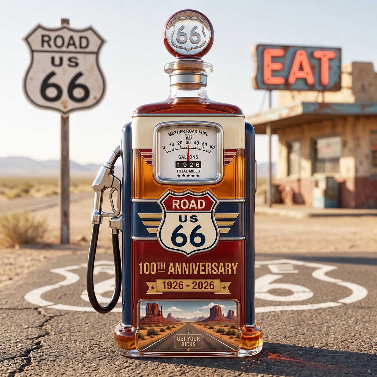 Road 66 1926-2026 100th Anniversary Whiskey Bottle