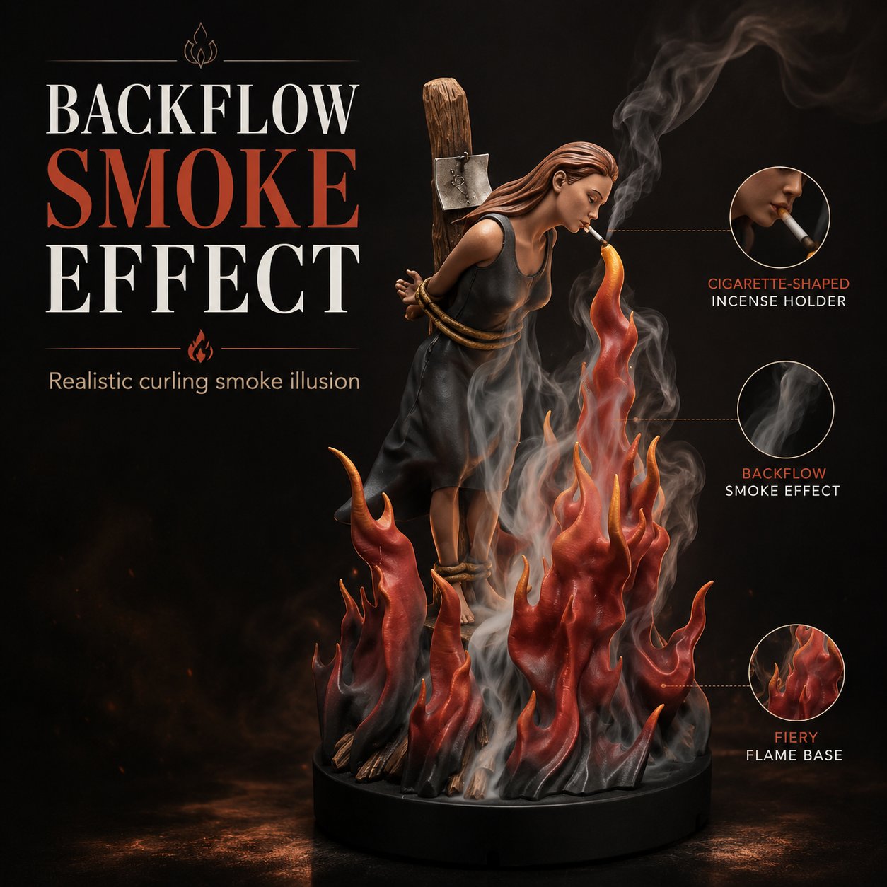 Witch Burn Sculpture Backflow Incense Burner | Gothic Art Incense Holder