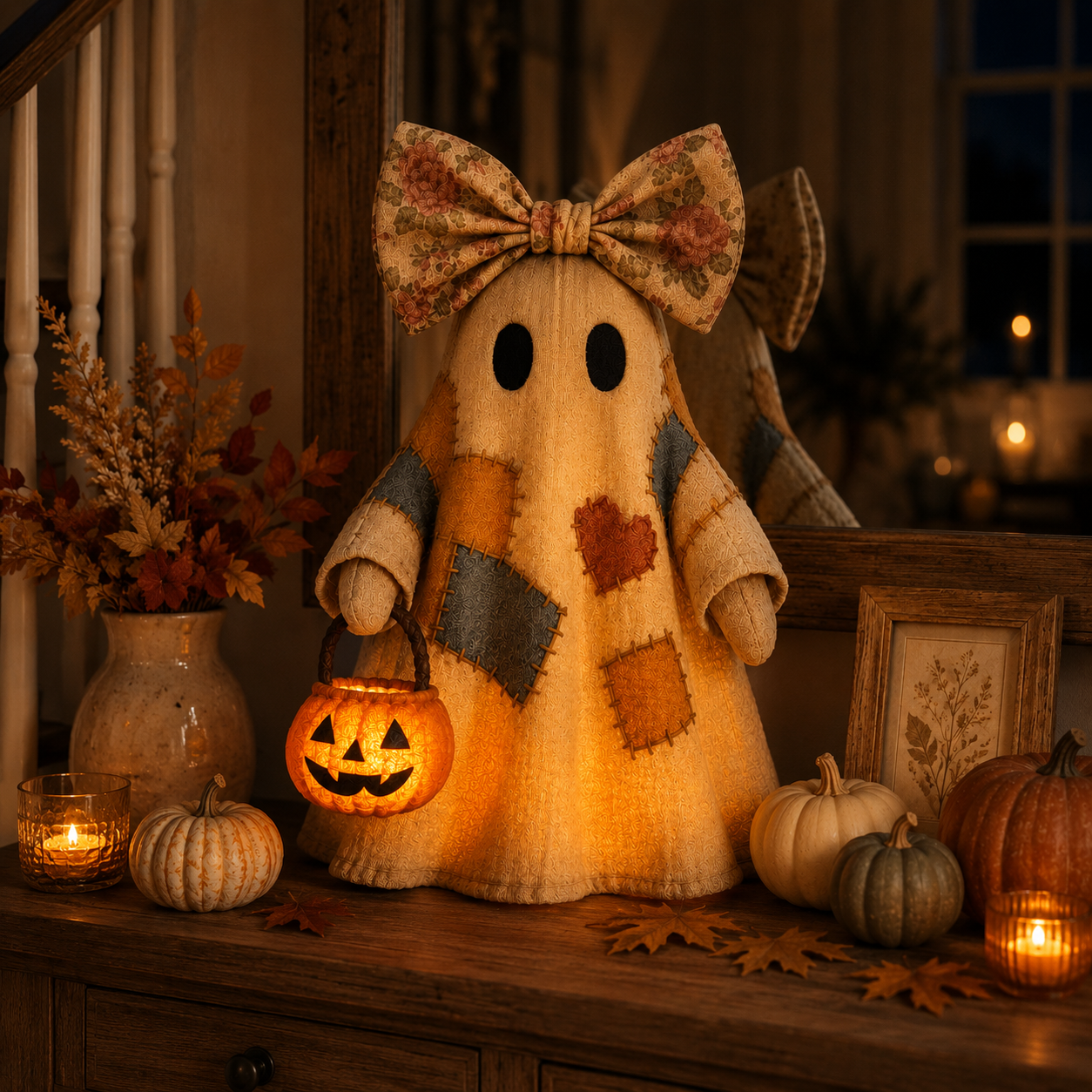 🎃 LIMITED-TIME OFFER – Vintage Patchwork Glowing Ghost Decor ✨