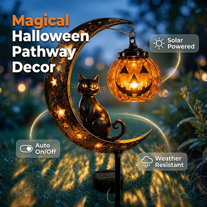 🐈‍⬛🌙 Halloween Black Cat Moon Ground Lamp