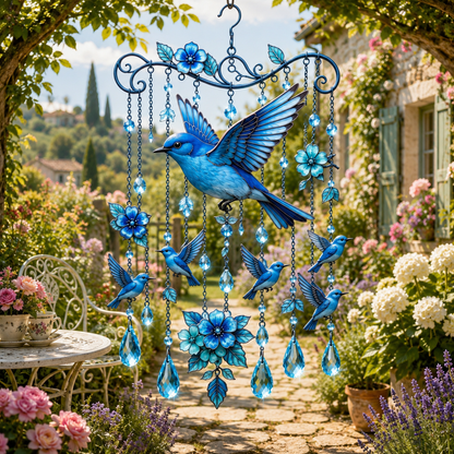"Bluebird of Happiness" Artisan Suncatcher & Wind Chime