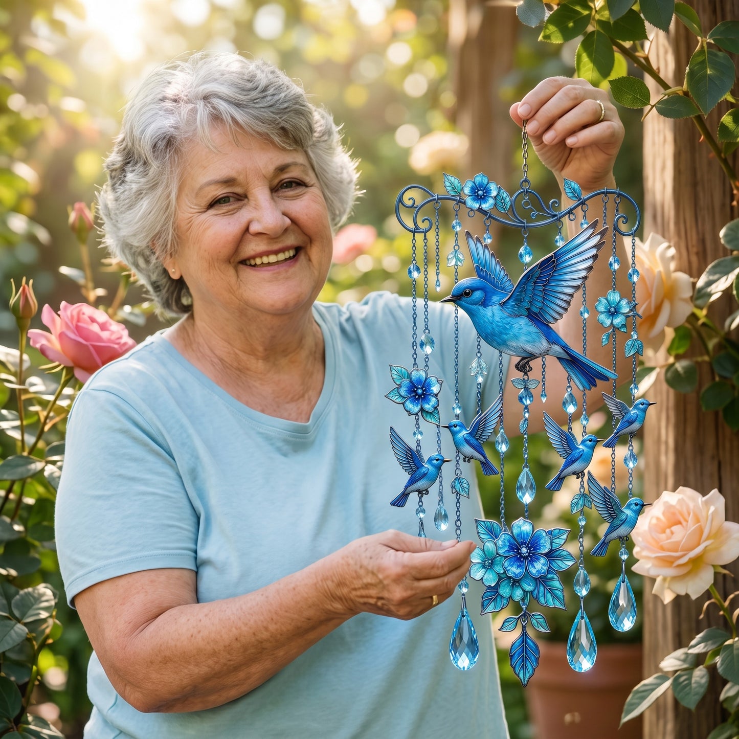 "Bluebird of Happiness" Artisan Suncatcher & Wind Chime