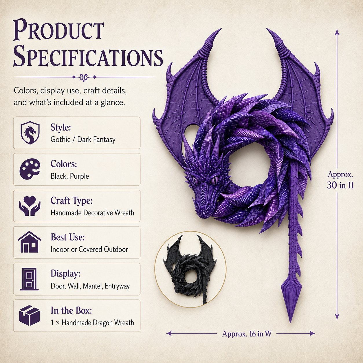 🔥Just Today:FREE SHIPPING-Handmade Dragon Wreath