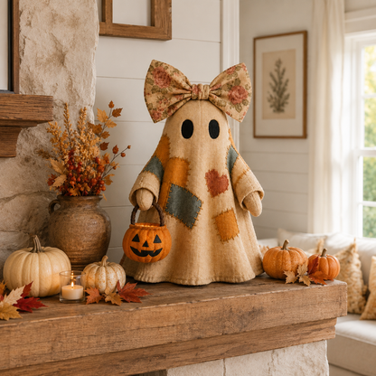 🎃 LIMITED-TIME OFFER – Vintage Patchwork Glowing Ghost Decor ✨