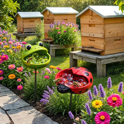 🌸🐝 Help Pollinators Thrive! | Frog, Snail & Ladybug Water Bowl Decor🐸🐌🐞