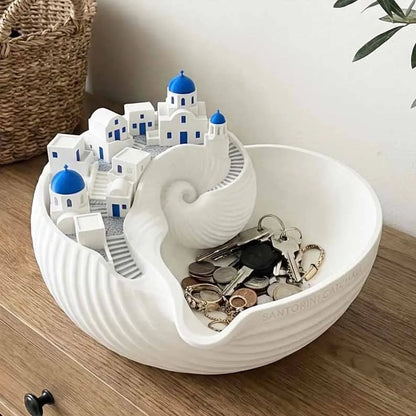 🔥Last Day 49% OFF 🌊 Hand-Painted Santorini Catchall Bowl | Limited Coastal Decor ✨
