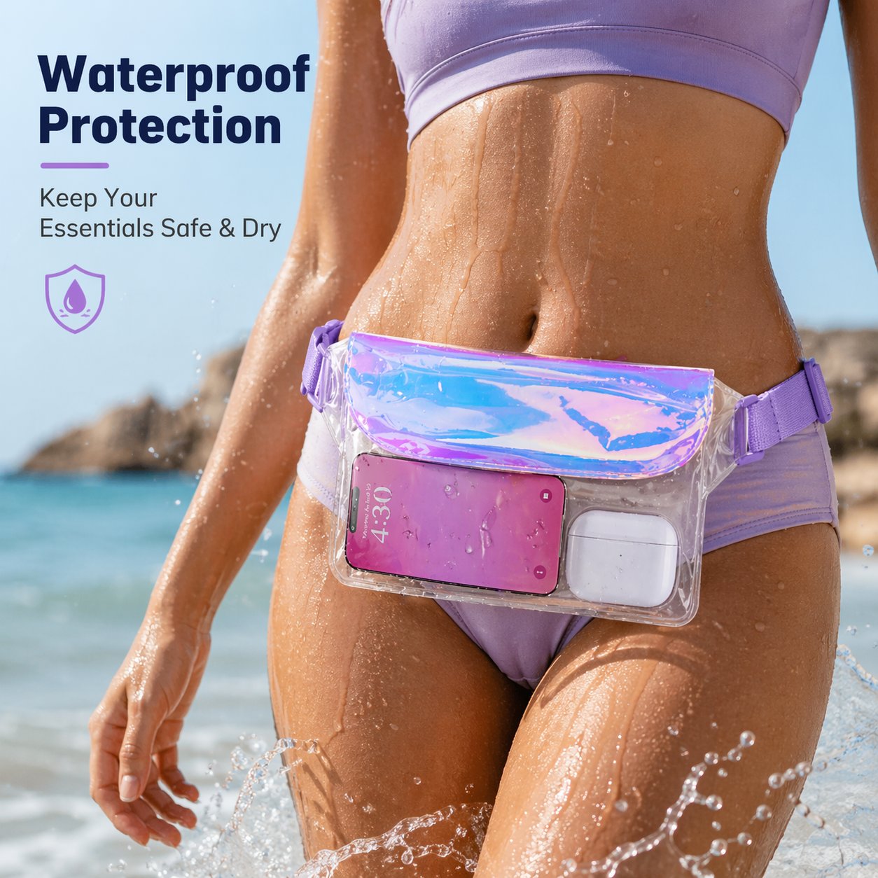 🌓 49% OFF-🌊 Clear Waterproof Fanny Pack 2-Pack –Secure, and Ready for All Your Water Activities