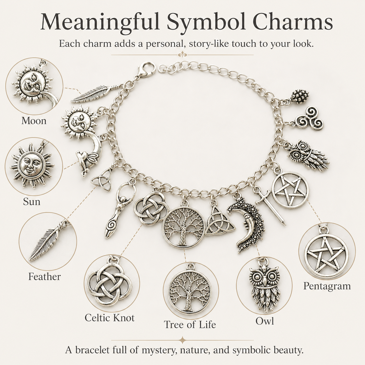 🔥HOT SALE 49% OFF🔥Vintage Witchy Charm Bracelet | Celestial Gothic Boho Jewelry