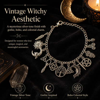 🔥HOT SALE 49% OFF🔥Vintage Witchy Charm Bracelet | Celestial Gothic Boho Jewelry