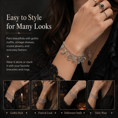 🔥HOT SALE 49% OFF🔥Vintage Witchy Charm Bracelet | Celestial Gothic Boho Jewelry