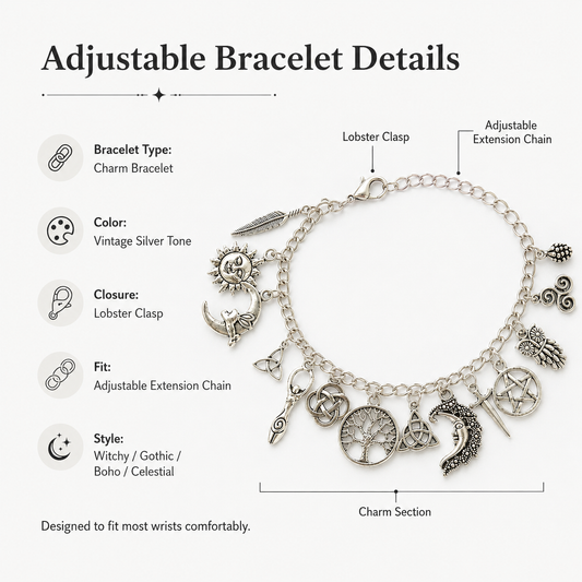 🔥HOT SALE 49% OFF🔥Vintage Witchy Charm Bracelet | Celestial Gothic Boho Jewelry