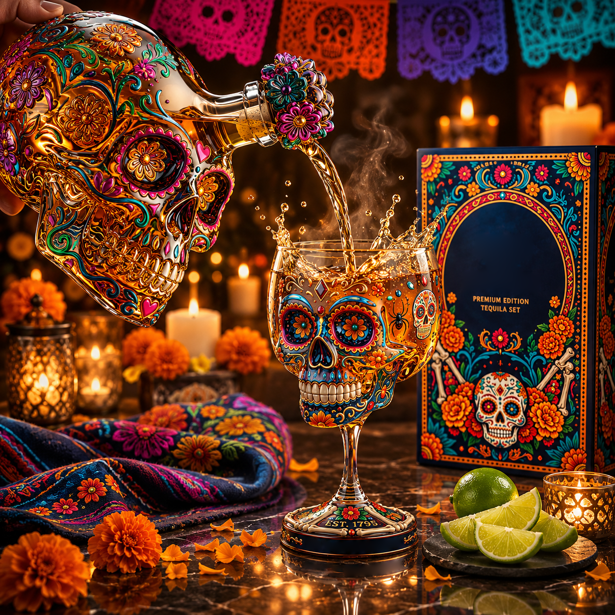 💀 Day of the Dead Skull Decanter Set™ – FREE Matching Goblet While Supplies Last